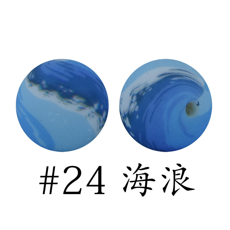 Wholesale 50pcs 16mm Print Silicone Beads Colorful Silicone Water Transfer Beads